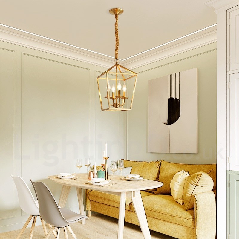Lampada a sospensione rustica vintage in ottone, 44 x 48 cm, attacco E14, catena 50 cm