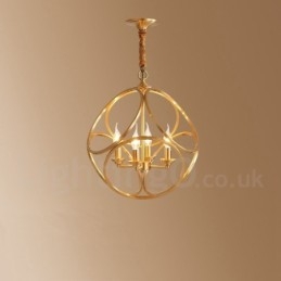 Lampada a sospensione rustica vintage in ottone, 44 x 48 cm, attacco E14, catena 50 cm