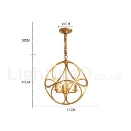 Lampada a sospensione rustica vintage in ottone, 44 x 48 cm, attacco E14, catena 50 cm