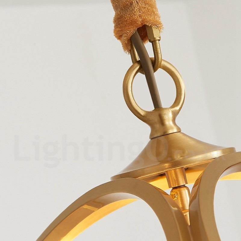 Lampada a sospensione rustica vintage in ottone, 44 x 48 cm, attacco E14, catena 50 cm