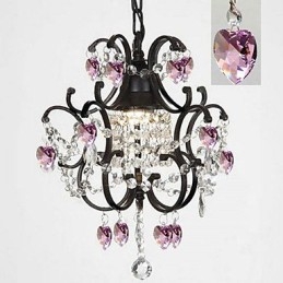 Lampadario classico in metallo dipinto e cristallo trasparente