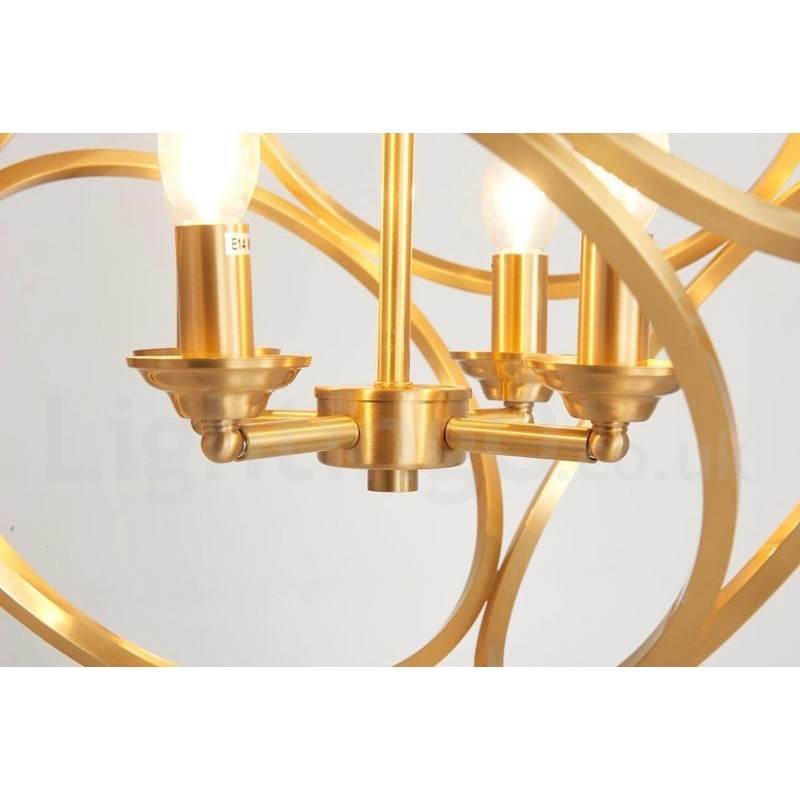 Lampada a sospensione rustica vintage in ottone, 44 x 48 cm, attacco E14, catena 50 cm