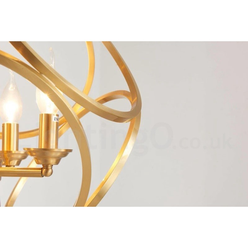 Lampada a sospensione rustica vintage in ottone, 44 x 48 cm, attacco E14, catena 50 cm