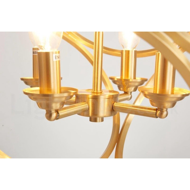 Lampada a sospensione rustica vintage in ottone, 44 x 48 cm, attacco E14, catena 50 cm