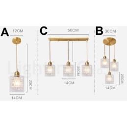 Lampada a sospensione rustica nordica in ottone con paralume in vetro