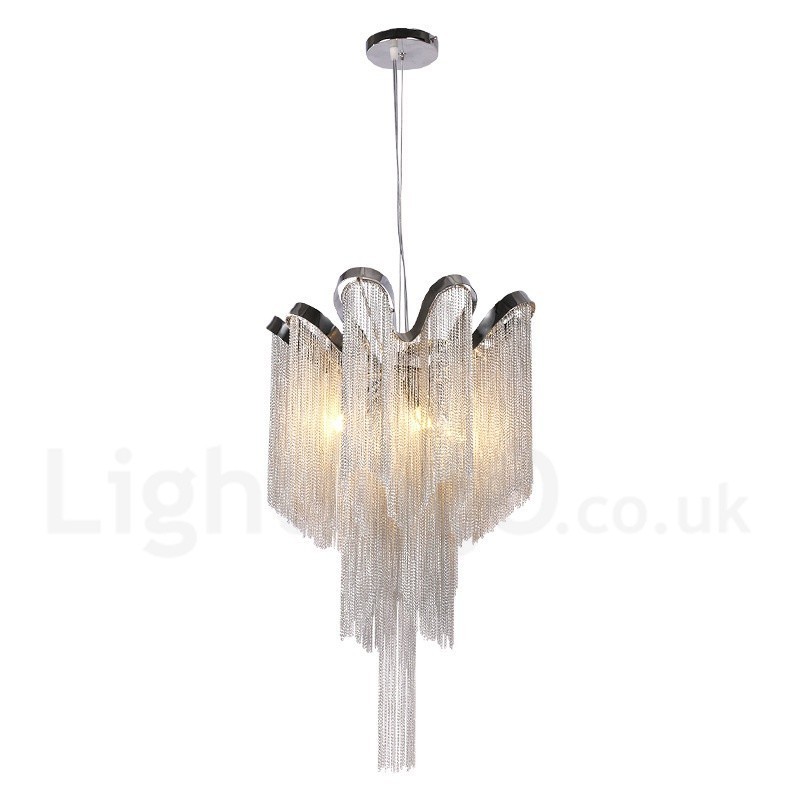 Lampadario a nappe in alluminio argentato, sospensione di design