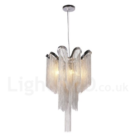 Lampadario a nappe in alluminio argentato, sospensione di design