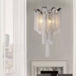 Lampadario a nappe in alluminio argentato, sospensione di design