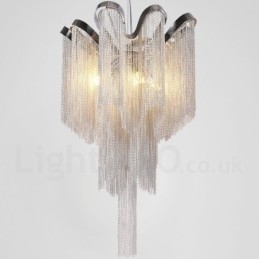 Lampadario a nappe in alluminio argentato, sospensione di design