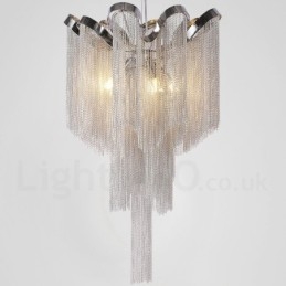 Lampadario a nappe in alluminio argentato, sospensione di design
