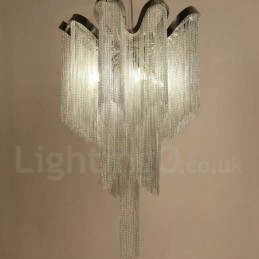 Lampadario a nappe in alluminio argentato, sospensione di design