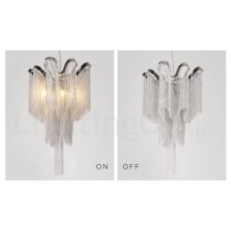Lampadario a nappe in alluminio argentato, sospensione di design