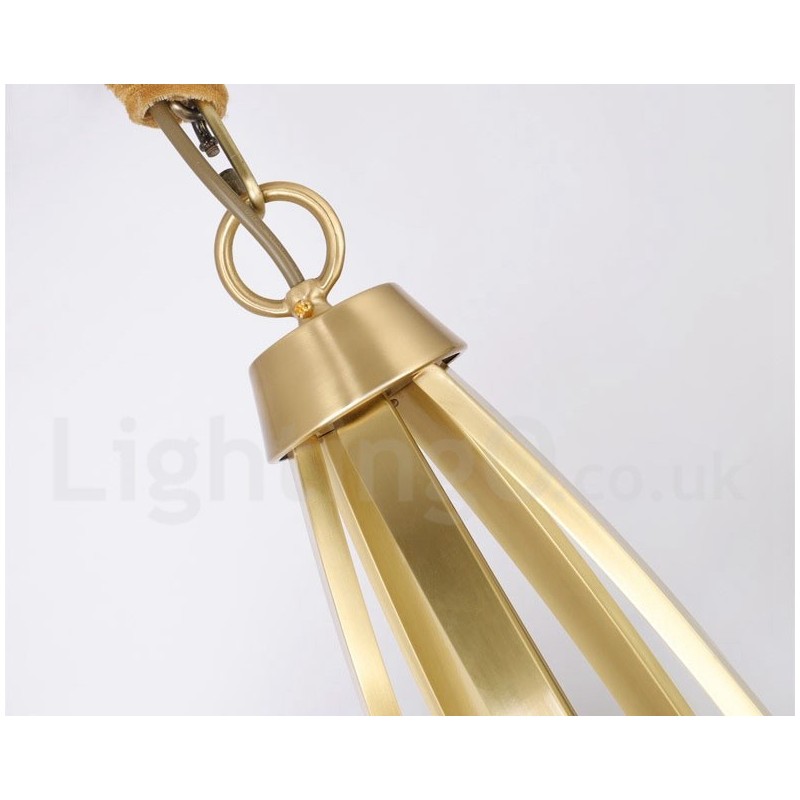 Lampadario a sospensione vintage rustico retrò in ottone a 3 luci con paralumi in vetro
