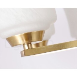 Lampadario a sospensione vintage rustico retrò in ottone a 3 luci con paralumi in vetro