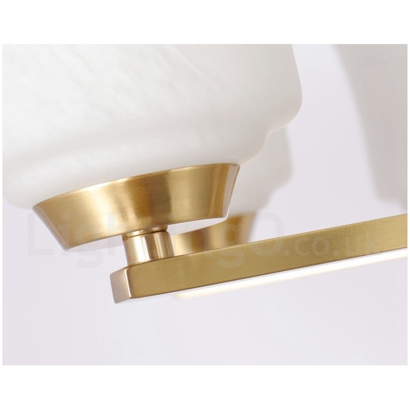 Lampadario a sospensione vintage rustico retrò in ottone a 3 luci con paralumi in vetro