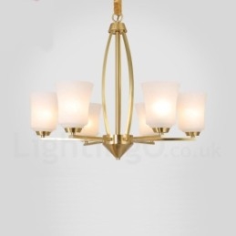 Lampadario a sospensione vintage rustico in ottone e vetro 6 luci 71 cm