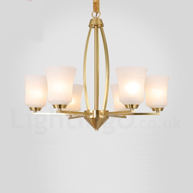 Lampadario a sospensione vintage rustico in ottone e vetro 6 luci 71 cm