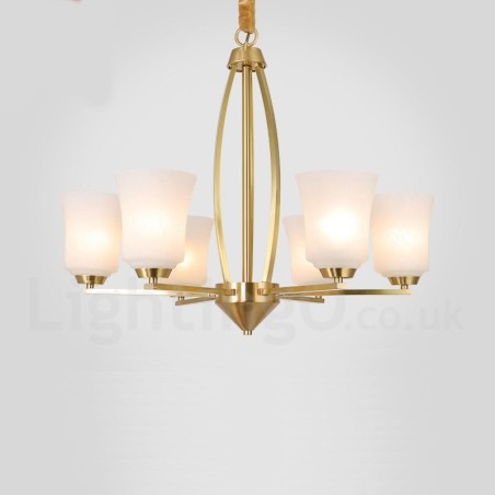 Lampadario a sospensione vintage rustico in ottone e vetro 6 luci 71 cm