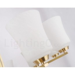 Lampadario a sospensione vintage rustico in ottone e vetro, 8 luci, 82 cm