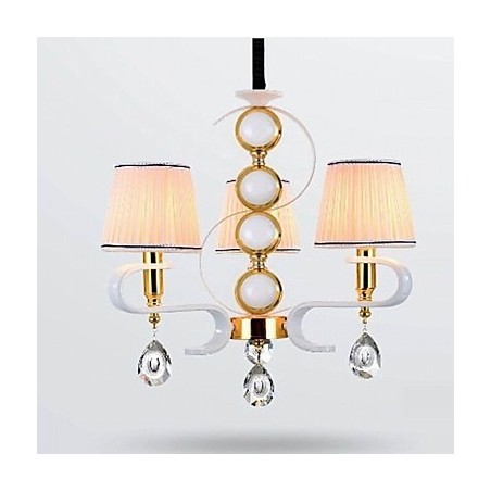 Lampadario moderno minimalista in tessuto e cristallo 3 luci cromo