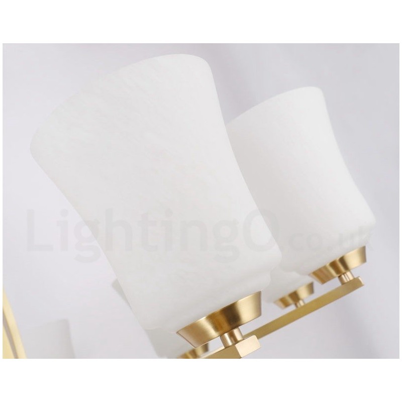 Lampadario a sospensione in ottone con 15 luci e paralumi in vetro, rustico retrò vintage