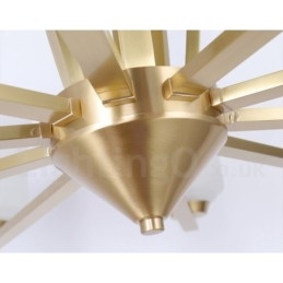 Lampadario a sospensione in ottone con 15 luci e paralumi in vetro, rustico retrò vintage