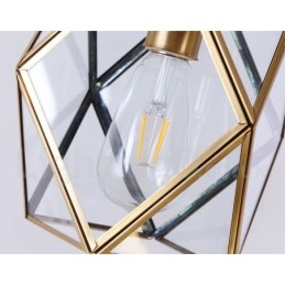 Lampada a sospensione nordica rustica in ottone e vetro