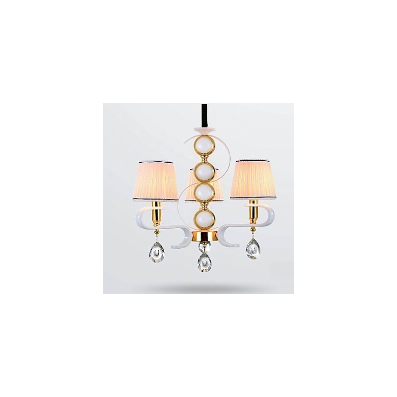 Lampadario moderno minimalista in tessuto e cristallo 3 luci cromo