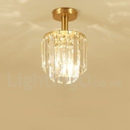 Plafoniera a filo in cristallo stile nordico rustico in ottone puro LED 16 x 26 cm