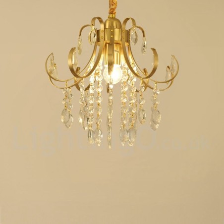 Plafoniera a filo in cristallo stile rustico nordico in ottone, LED, 33 x 37 cm