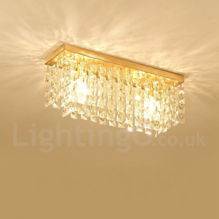 Plafoniera a filo nordica rustica in ottone e cristallo LED 12 x 42 x 18 cm