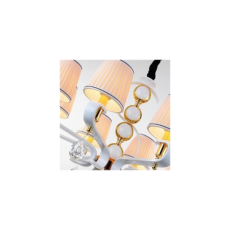 Lampadario moderno minimalista in tessuto e cristallo 3 luci cromo
