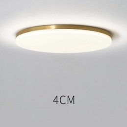 Plafoniera rotonda ultra sottile in ottone con paralume in acrilico, dimmerabile, stile nordico moderno