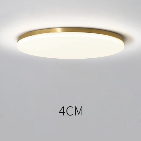 Plafoniera rotonda ultra sottile in ottone con paralume in acrilico, dimmerabile, stile nordico moderno
