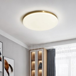 Plafoniera rotonda ultra sottile in ottone con paralume in acrilico, dimmerabile, stile nordico moderno