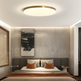 Plafoniera rotonda ultra sottile in ottone con paralume in acrilico, dimmerabile, stile nordico moderno