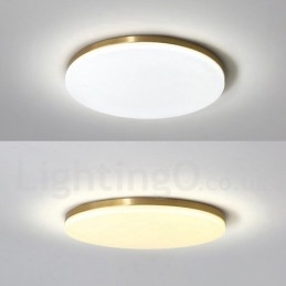 Plafoniera rotonda ultra sottile in ottone con paralume in acrilico, dimmerabile, stile nordico moderno