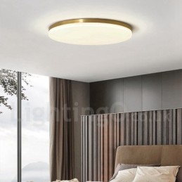 Plafoniera rotonda ultra sottile in ottone con paralume in acrilico, dimmerabile, stile nordico moderno