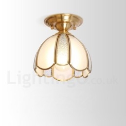 Plafoniera a filo nordica rustica in ottone con paralume in vetro LED