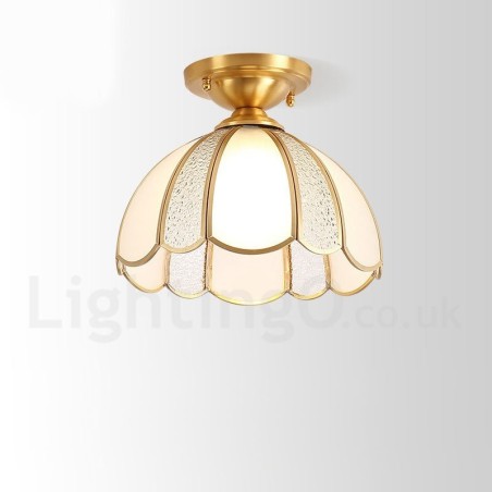 Plafoniera a filo in ottone con paralume in vetro stile rustico nordico 26 cm