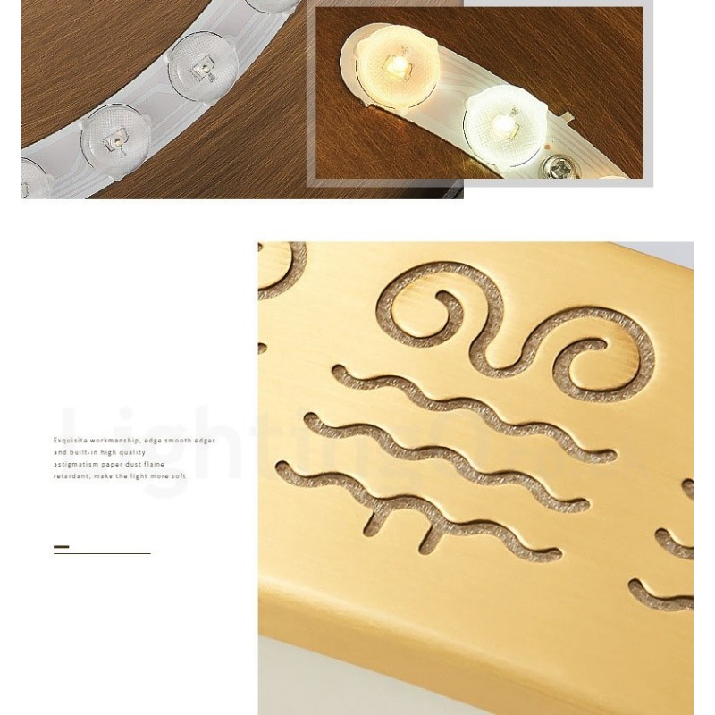 Plafoniera rotonda in ottone e acrilico, stile nordico moderno