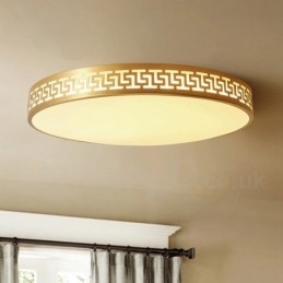 Plafoniera rotonda in ottone con paralume in acrilico, stile nordico moderno