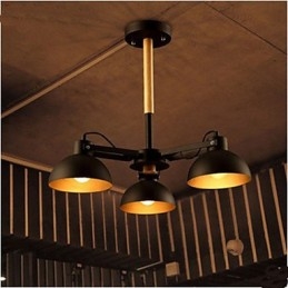Lampadario retro americano in metallo nero 3 luci E26/E27 40 cm