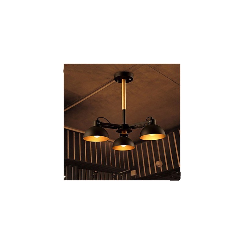 Lampadario retro americano in metallo nero 3 luci E26/E27 40 cm