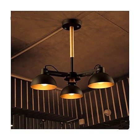 Lampadario retro americano in metallo nero 3 luci E26/E27 40 cm