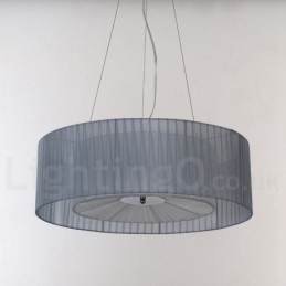 Lampada a sospensione Drum 4 luci con paralume in tessuto