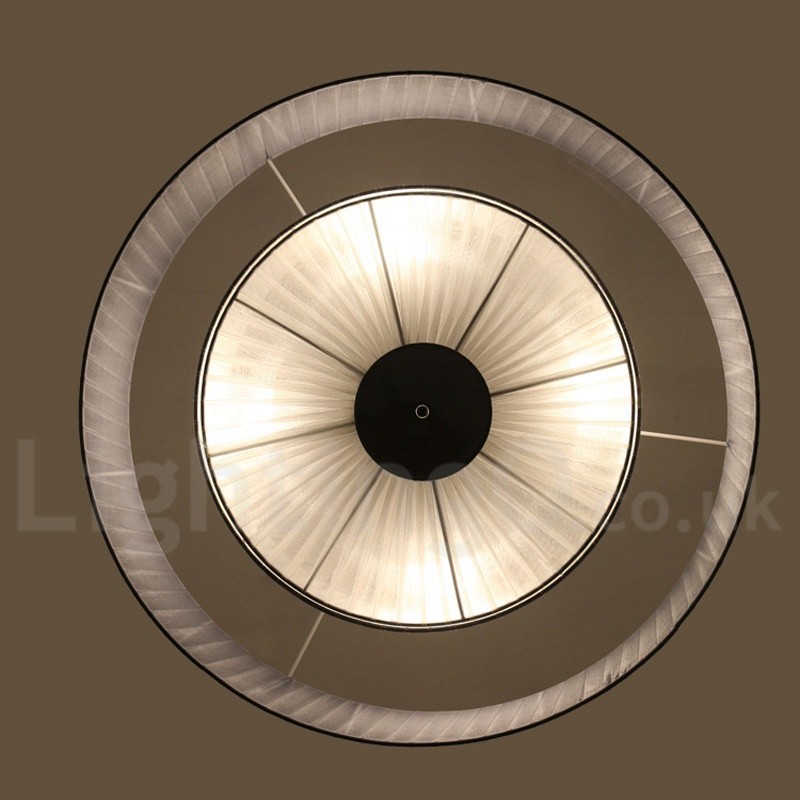 Lampada a sospensione Drum 4 luci con paralume in tessuto