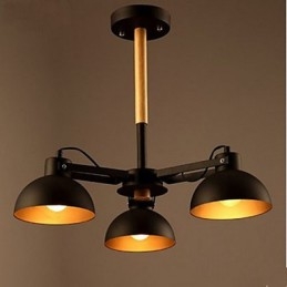 Lampadario retro americano in metallo nero 3 luci E26/E27 40 cm