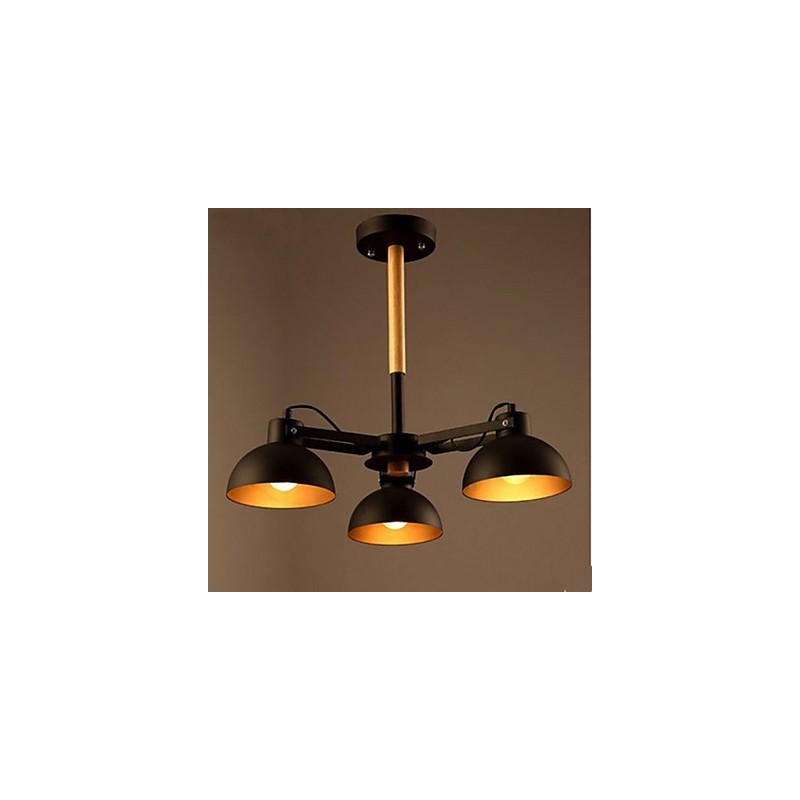 Lampadario retro americano in metallo nero 3 luci E26/E27 40 cm