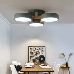 Lampadario moderno nordico in legno con paralume in acrilico